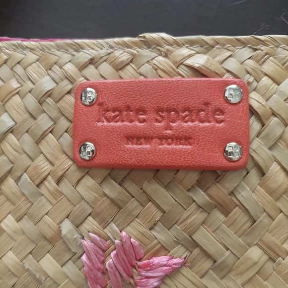 Kate Spade RARE NWT 57/100 made. Pink Butterflies Woven Straw Tote. - Picture 6 of 10